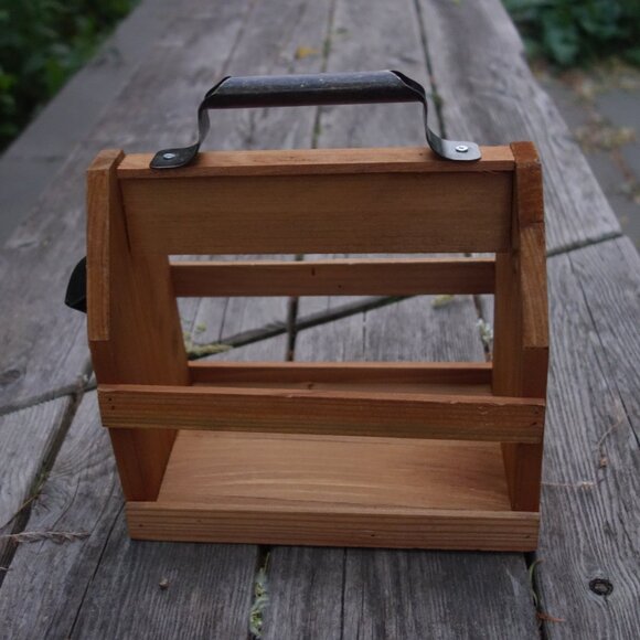 Wood Bottle Caddy with Metal Carrying Handle and Mounted Metal Bottle Opener - Picture 14 of 16